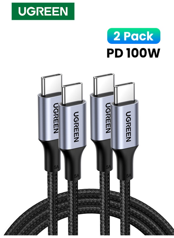 يو جرين باكيت كابلين USB-C بطول 1 متر، كابل مضفّر شحن سريع 100W Power Delivery PD، من Type-C إلى Type-C، متوافق مع آيفون 17 و16 برو ماكس، آيباد ميني 6، ماك بوك برو وآير M1-M3، سامسونج S25 وS24 ألترا، و لينوفو - Image 1